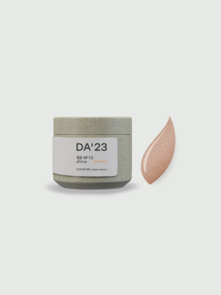 DA'23 COVER BASE BB #10, 15 ml - kamuflująca baza hybrydowa z mikrobrokatem (mleczny beżowy nude)