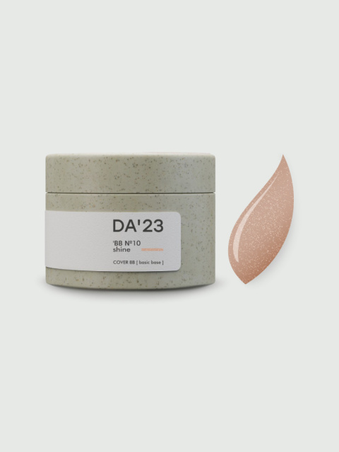 DA'23 COVER BASE BB #10, 30 ml - kamuflująca baza hybrydowa z mikrobrokatem (mleczny beżowy nude)