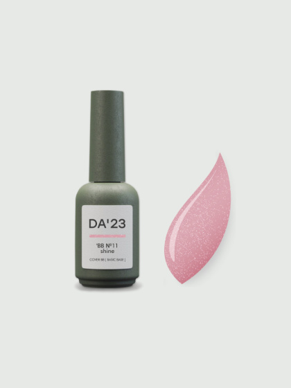 DA'23 COVER BASE BB #11, 14 ml - kamuflująca baza hybrydowa z mikrobrokatem (mleczny różowy nude)