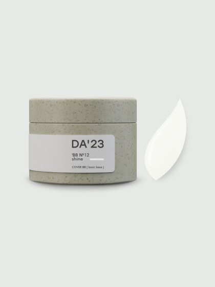 DA'23 COVER BASE BB #12, 30 ml - kamuflująca baza hybrydowa z mikrobrokatem (mleczny biały)