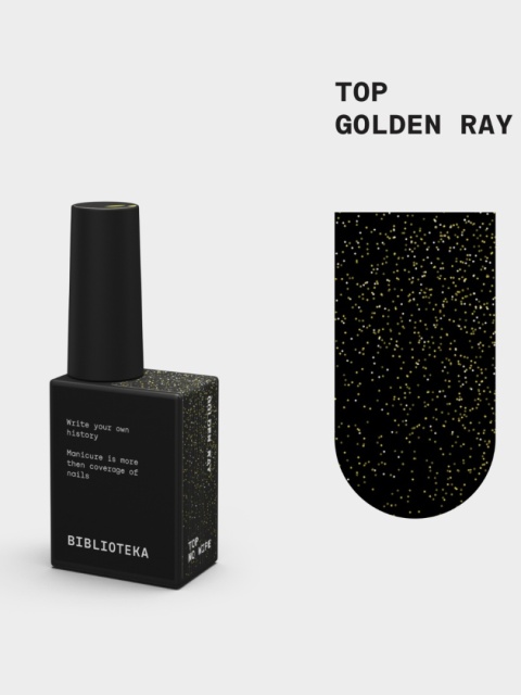 BIBLIOTEKA Golden Ray Top - top z delikatną złotą drobinką, 10 ml