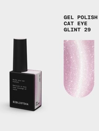 BIBLIOTEKA Cat Eye Gel Polish 29 Glint, 10 ml - różowo-złoty lakier hybrydowy z efektem „kociego oka"