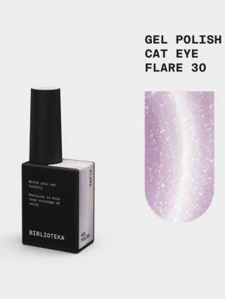 BIBLIOTEKA Cat Eye Gel Polish 30 Flare, 10 ml - malinowo-różowy lakier hybrydowy z efektem „kociego oka"