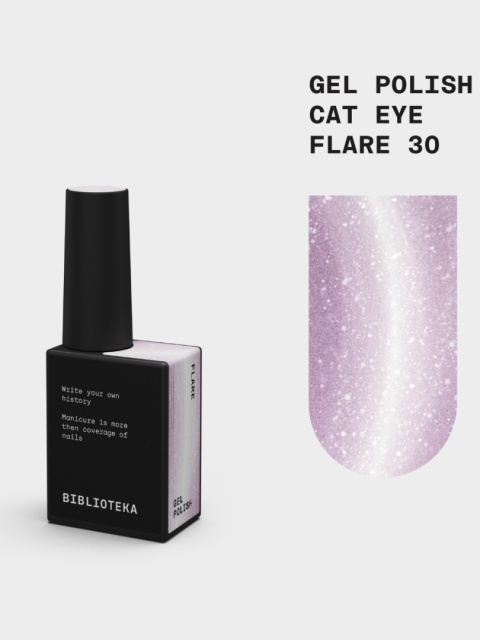 BIBLIOTEKA Cat Eye Gel Polish 30 Flare, 10 ml - malinowo-różowy lakier hybrydowy z efektem „kociego oka"