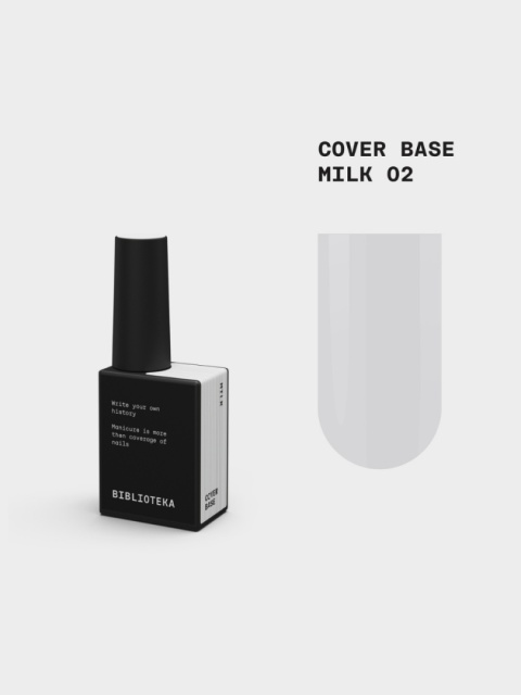 BIBLIOTEKA Cover Base 02 Milk - kamuflująca baza hybrydowa w delikatnym, mlecznobiałym odcieniu, 10 ml