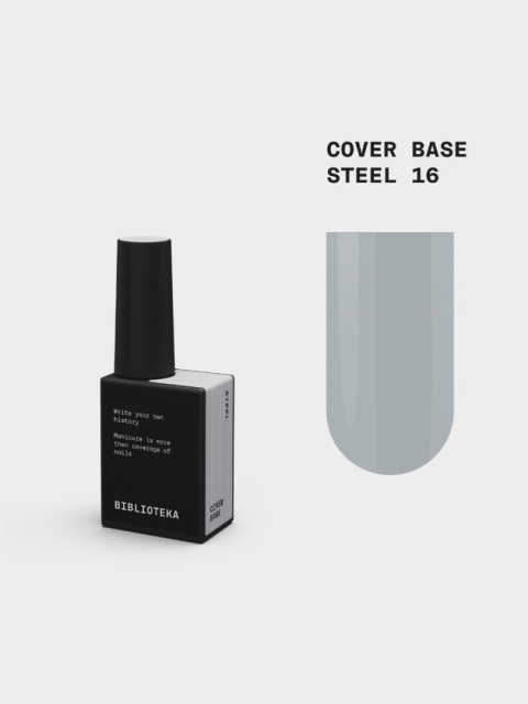 BIBLIOTEKA Cover Base 16 Steel - kamuflująca baza hybrydowa w delikatnym, jasnoszarym odcieniu, 10 ml