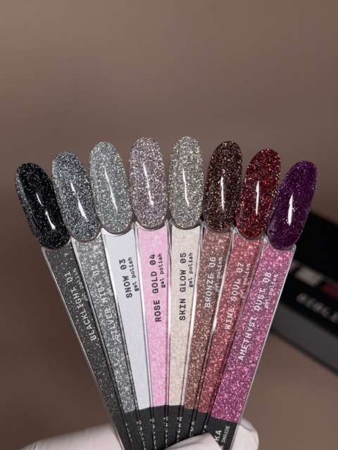 BIBLIOTEKA Flash Gel Polish 08 Amethyst Dust 10 ml - fioletowy lakier hybrydowy z efektem flash