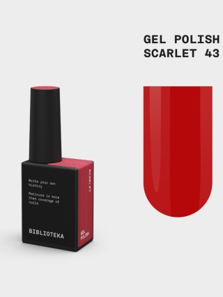 BIBLIOTEKA Gel Polish 43 Scarlet, 10 ml - lakier hybrydowy (nasycona czerwień)