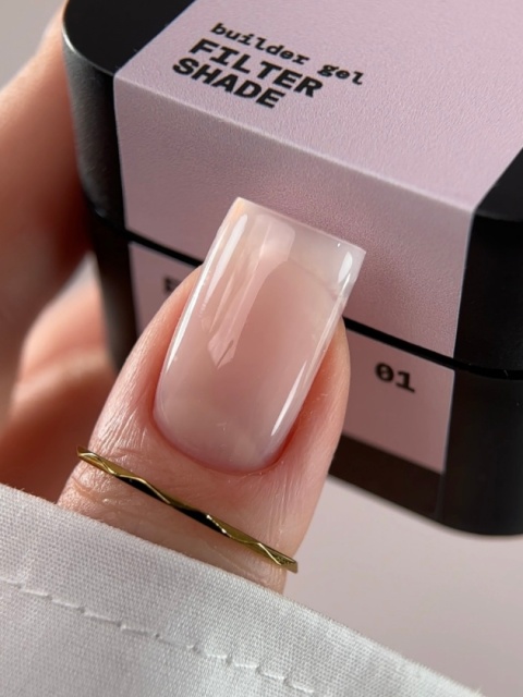 BIBLIOTEKA Builder gel 01 Shade Filter - półprzezroczysty przygaszony różowy żel budujący, 15 ml