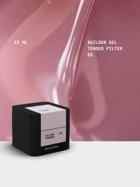 BIBLIOTEKA Builder gel 02 Tender Filter - półprzezroczysty pudroworóżowy żel budujący, 15 ml