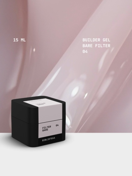 BIBLIOTEKA Builder gel 04 Bare Filter - półprzezroczysty jasnoróżowy żel budujący, 15 ml
