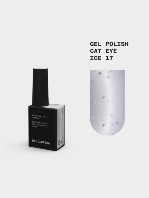 BIBLIOTEKA Cat Eye Gel Polish 17 Ice, 10 ml - srebrny lakier hybrydowy z efektem „kociego oka"