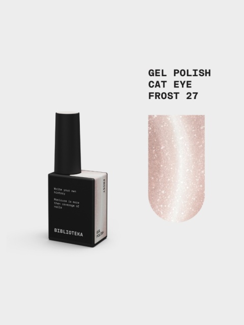 BIBLIOTEKA Cat Eye Gel Polish 27 Frost, 10 ml - różowo-beżowy lakier hybrydowy z efektem „kociego oka"