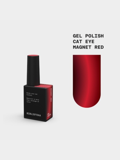 BIBLIOTEKA Gel Polish Magnet Red, 10 ml - czerwony lakier hybrydowy z efektem „kociego oka"
