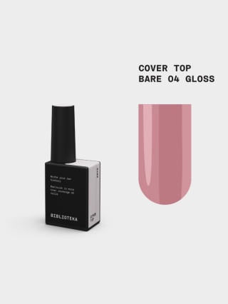 BIBLIOTEKA Gloss Cover Top BARE 04 - mlecznoróżowy top hybrydowy bez warstwy dyspersyjnej, 10 ml